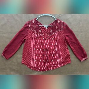 Lucky Brand Embroidered & Printed Top